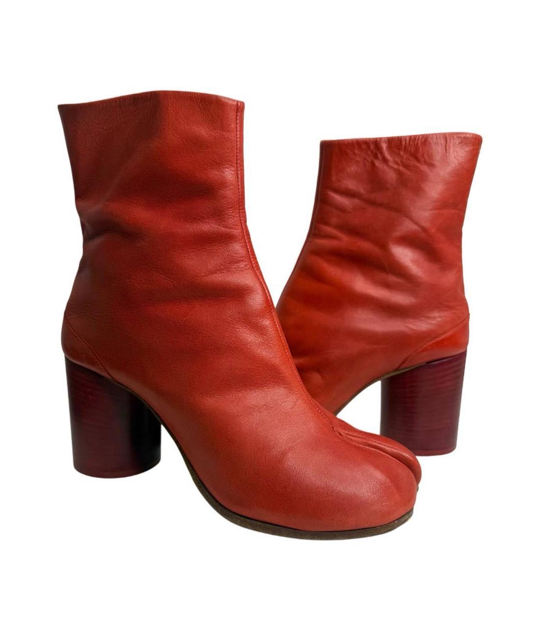 MAISON MARGIELA Красные кожаные ботильоны, фото 3