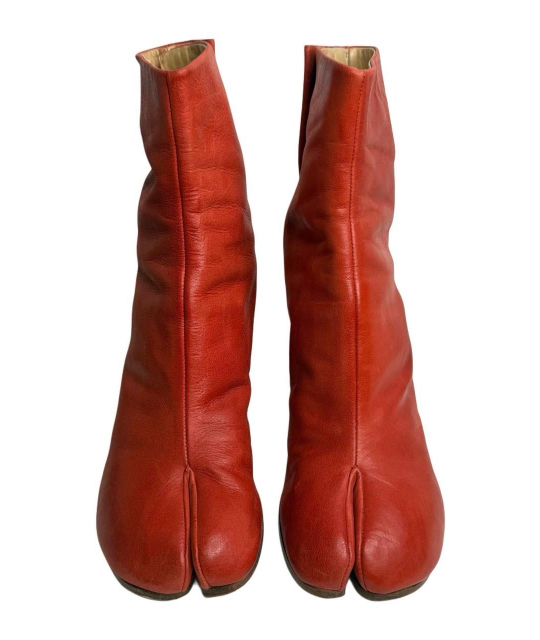 MAISON MARGIELA Красные кожаные ботильоны, фото 4