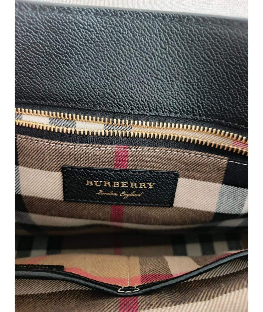 BURBERRY Черная кожаная сумка с короткими ручками, фото 7
