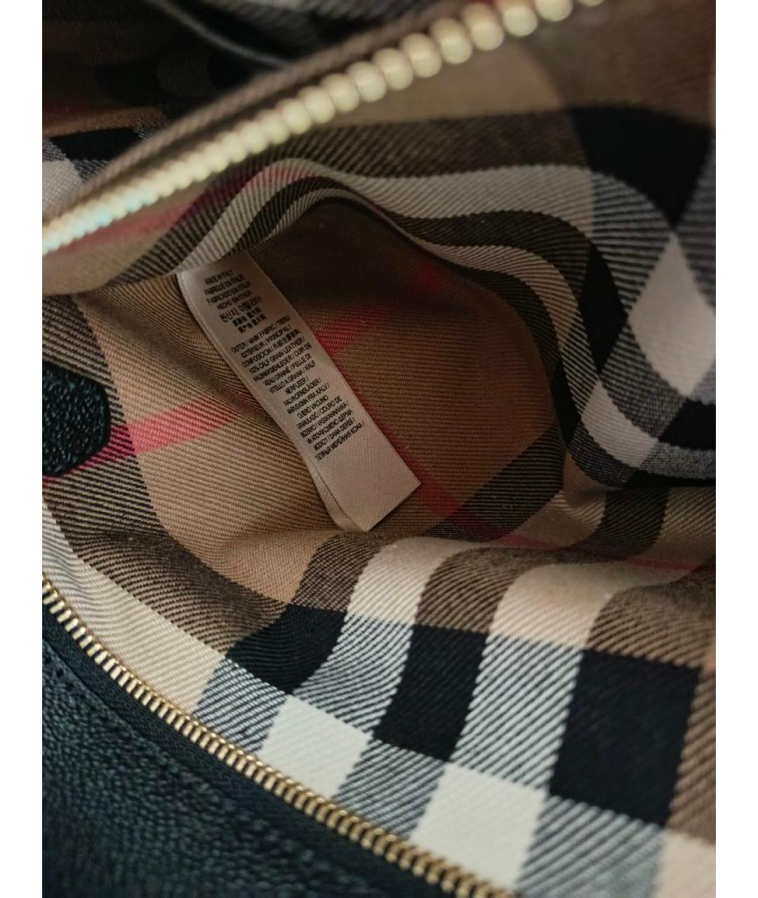 BURBERRY Черная кожаная сумка с короткими ручками, фото 8