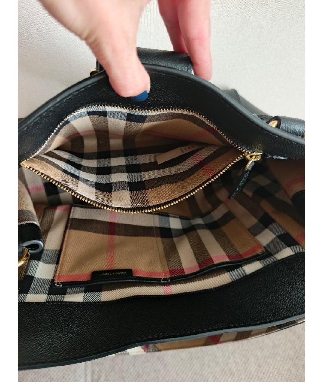 BURBERRY Черная кожаная сумка с короткими ручками, фото 4