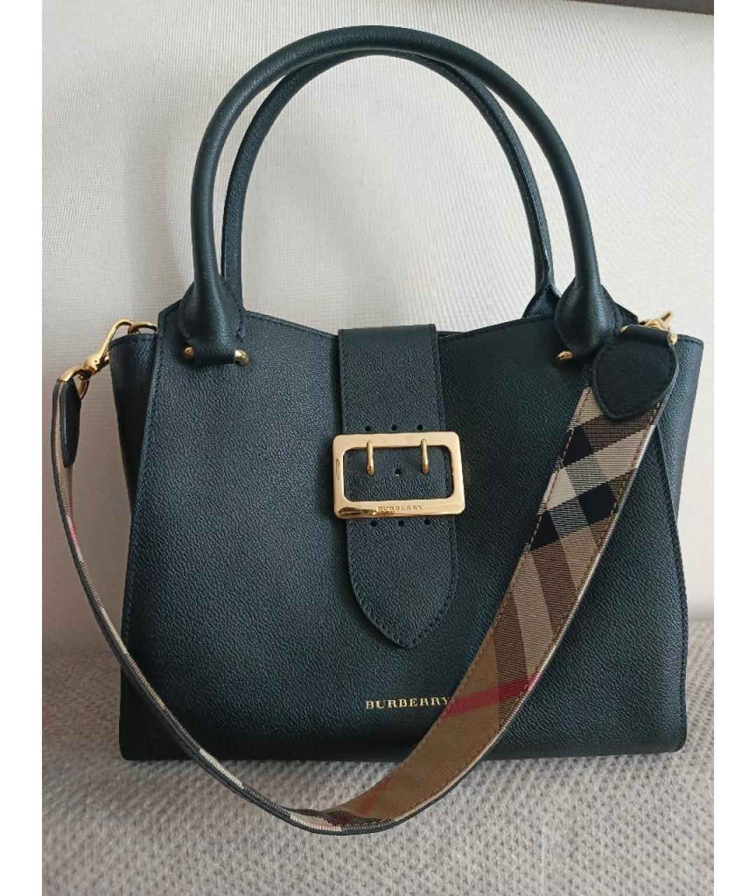 BURBERRY Черная кожаная сумка с короткими ручками, фото 9