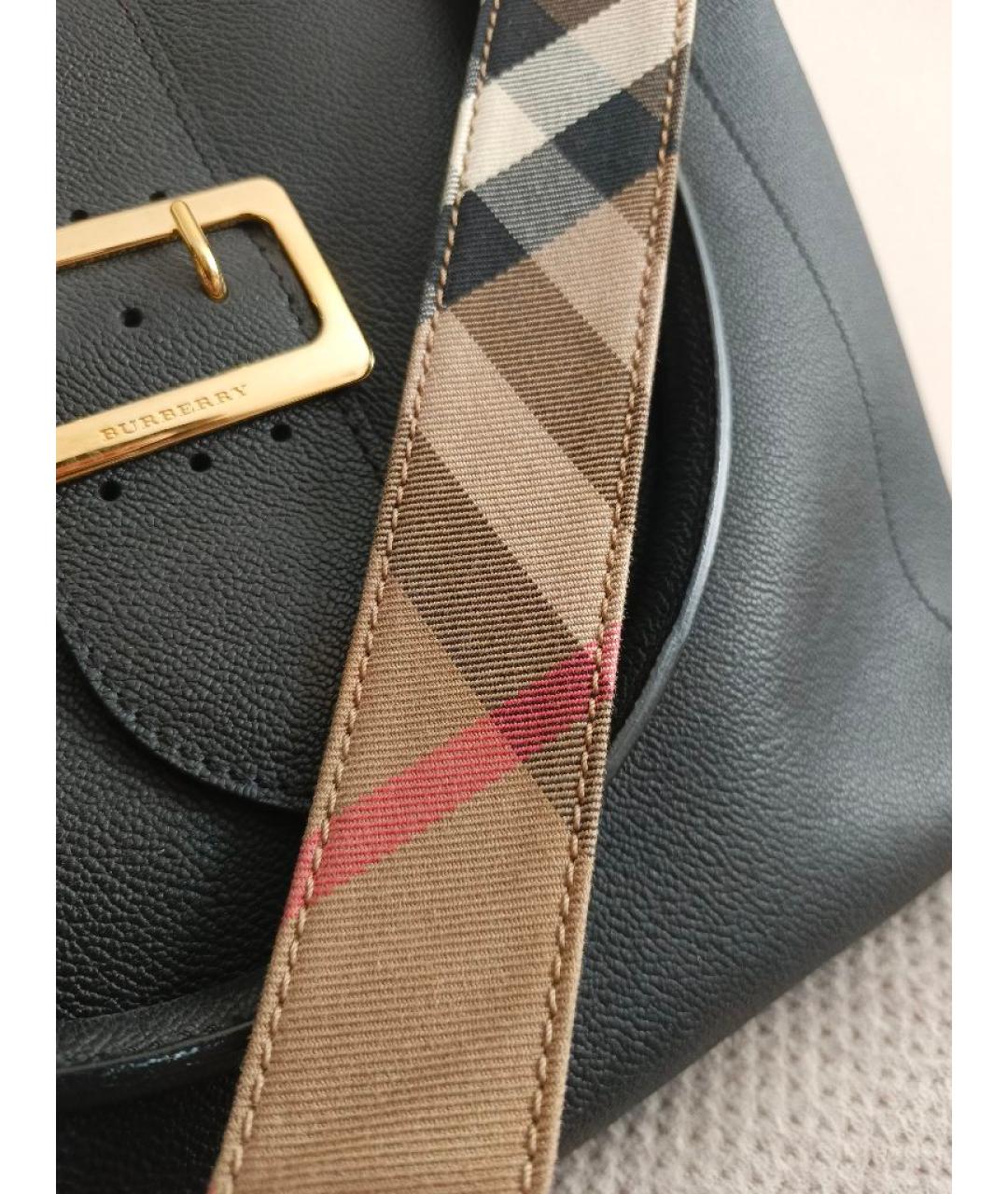 BURBERRY Черная кожаная сумка с короткими ручками, фото 5