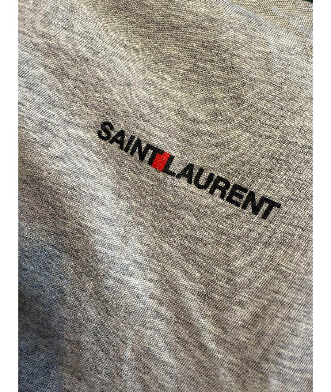 SAINT LAURENT Серая хлопковая футболка, фото 3