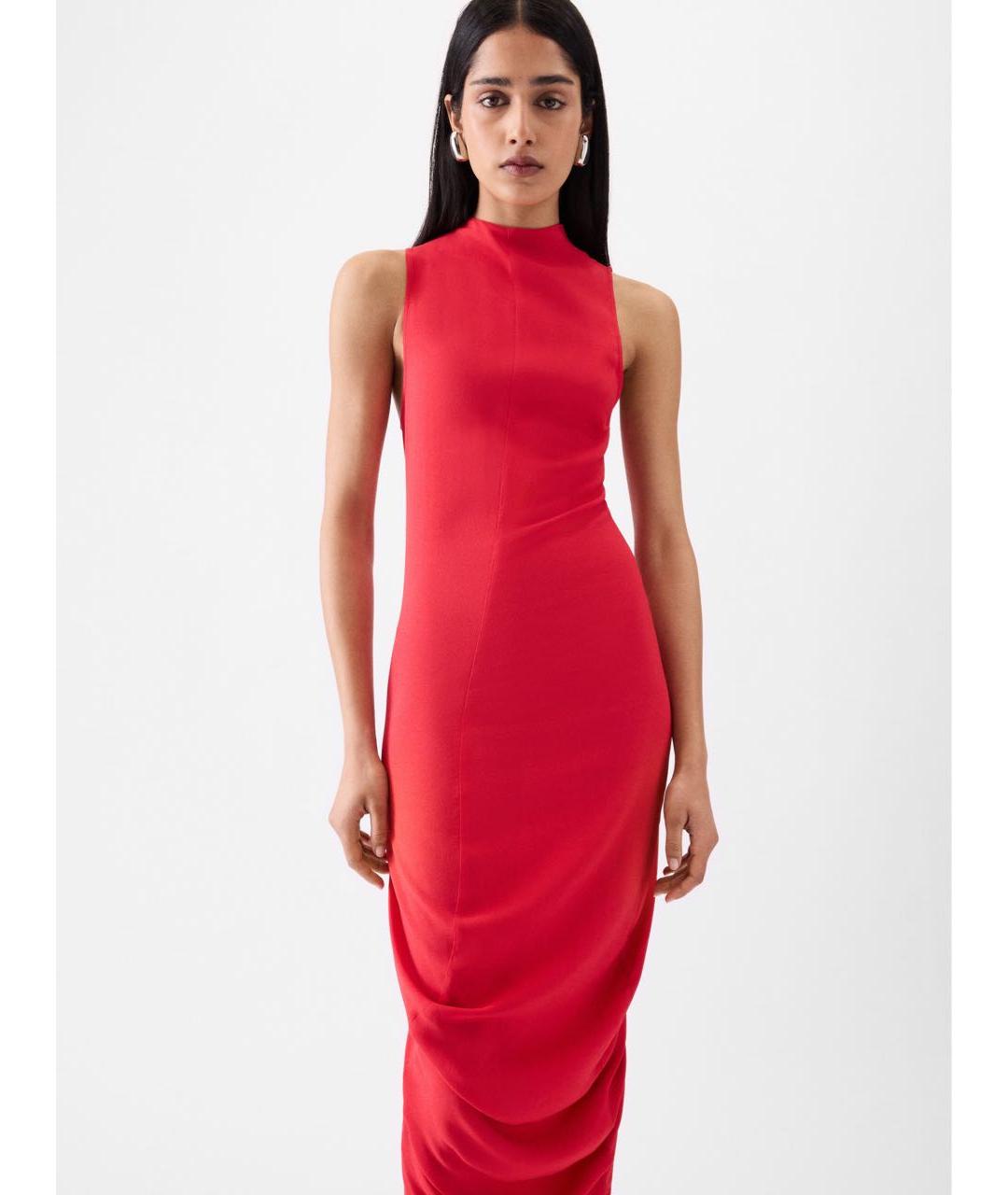 JACQUEMUS Красное вискозное коктейльное платье, фото 4