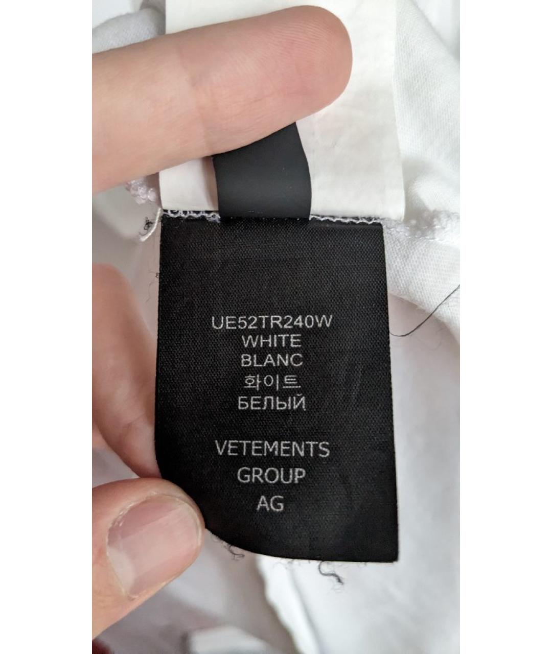 VETEMENTS Белая хлопковая футболка, фото 6