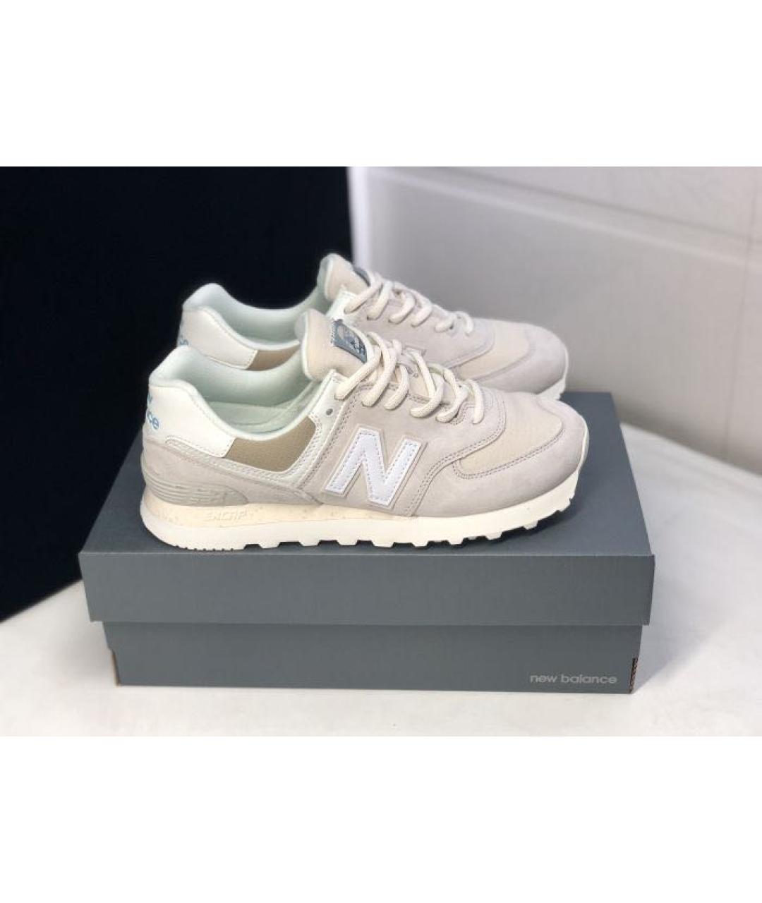 NEW BALANCE Бежевые замшевые низкие кроссовки / кеды, фото 5