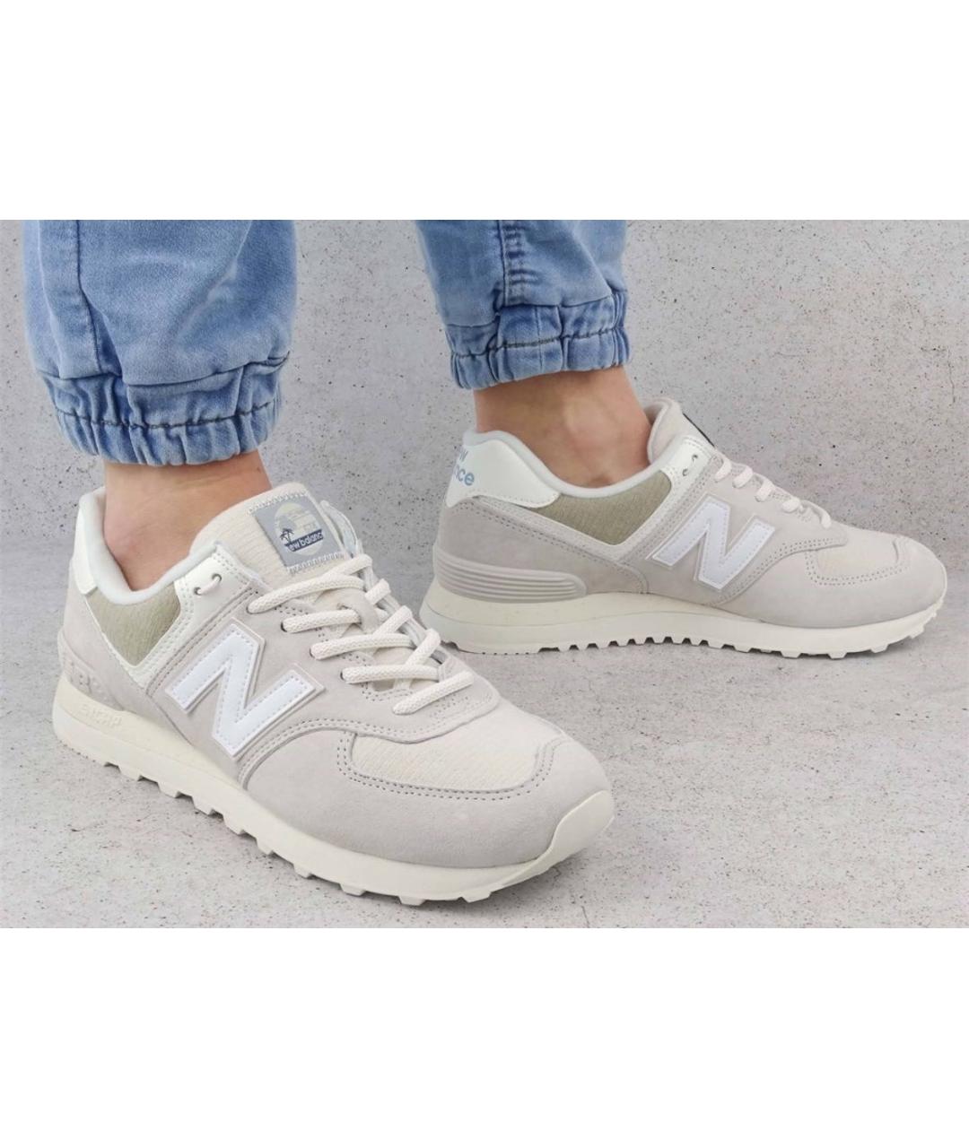 NEW BALANCE Бежевые замшевые низкие кроссовки / кеды, фото 7