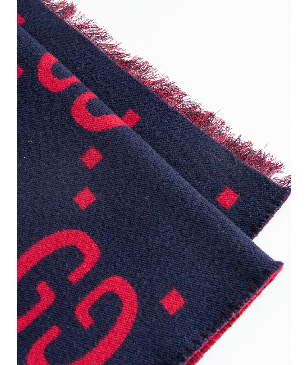 GUCCI Синий шерстяной шарф, фото 6