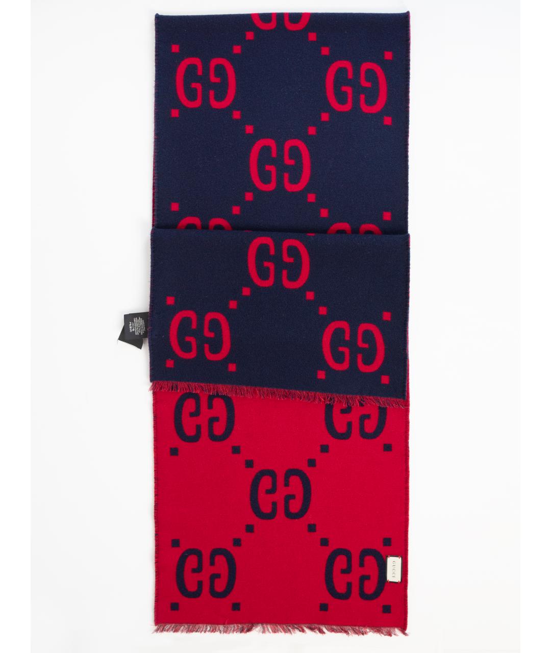 GUCCI Синий шерстяной шарф, фото 2