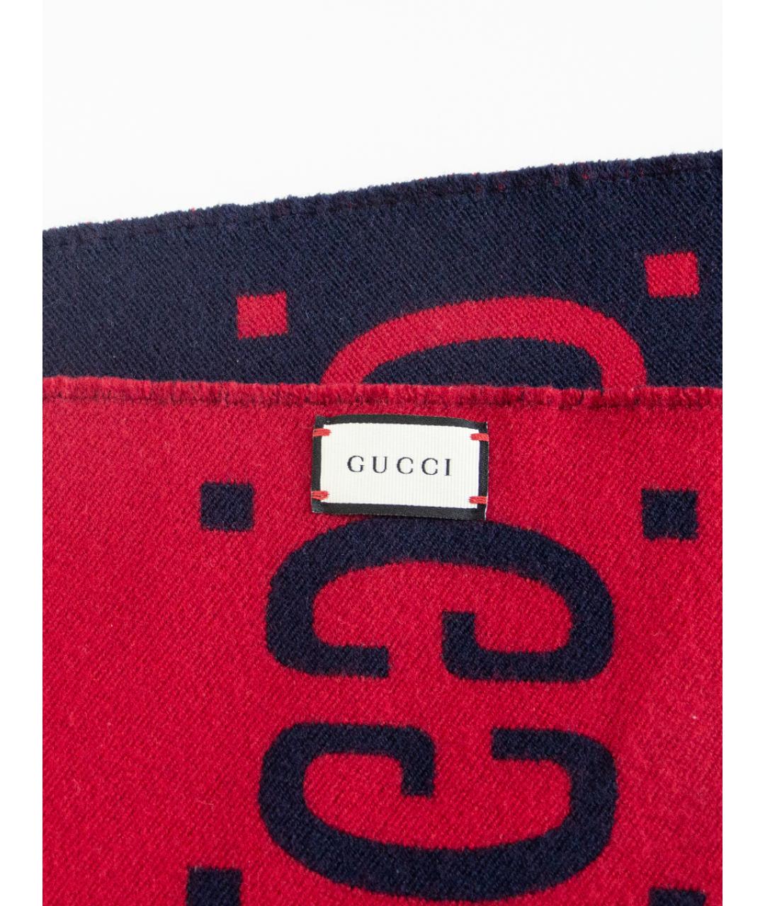 GUCCI Синий шерстяной шарф, фото 3