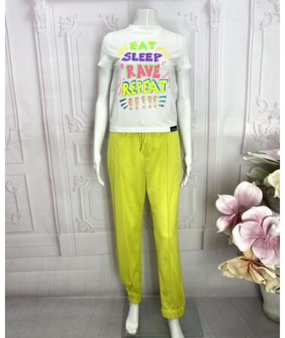 MSGM Желтые полиэстеровые прямые брюки, фото 5