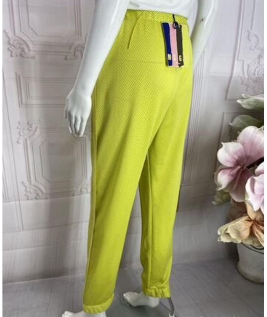 MSGM Желтые полиэстеровые прямые брюки, фото 2