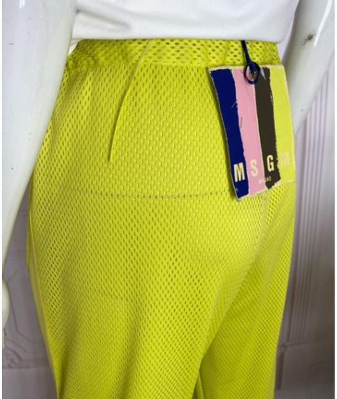 MSGM Желтые полиэстеровые прямые брюки, фото 7