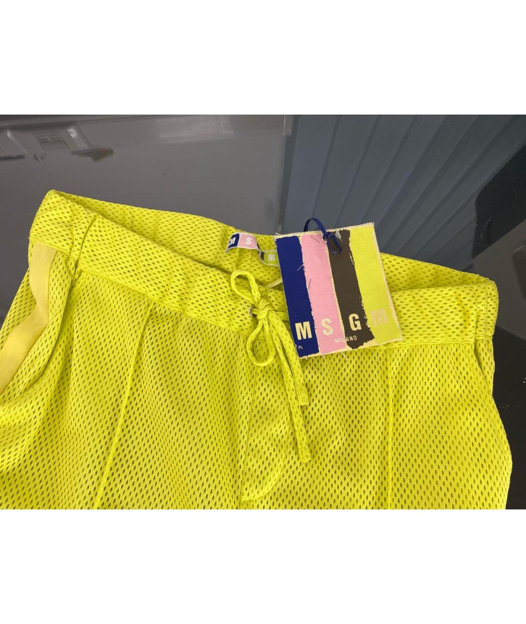 MSGM Желтые полиэстеровые прямые брюки, фото 3