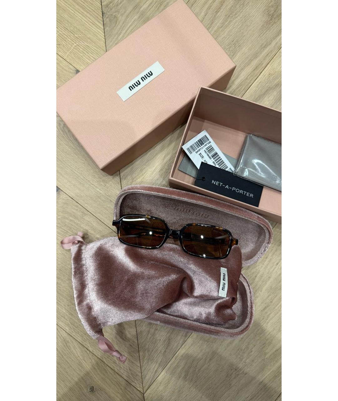 MIU MIU Коричневые пластиковые солнцезащитные очки, фото 8