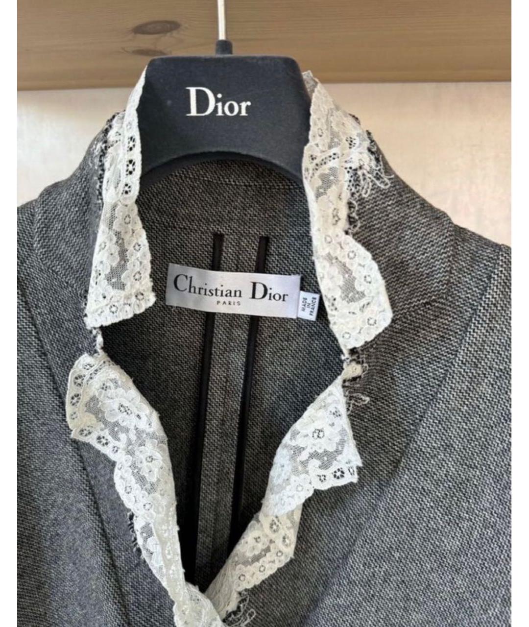 CHRISTIAN DIOR Серый шерстяной жакет/пиджак, фото 5