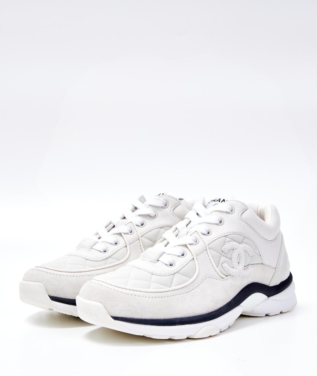 CHANEL Белые текстильные кроссовки, фото 2