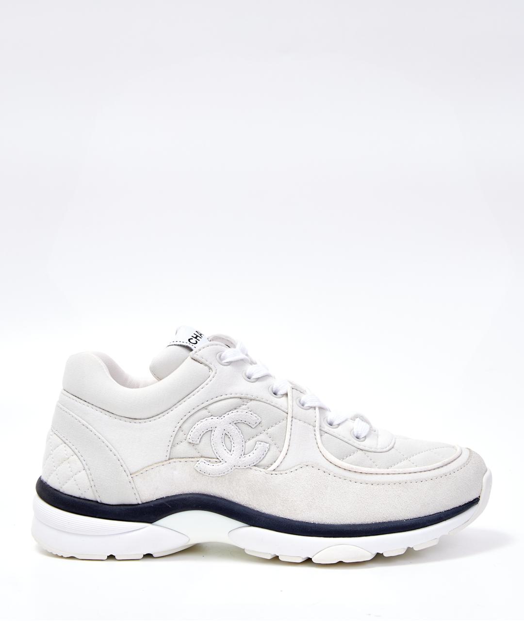 CHANEL Белые текстильные кроссовки, фото 8