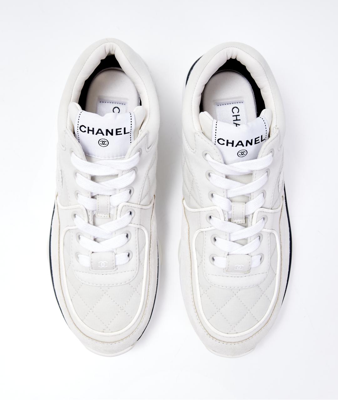 CHANEL Белые текстильные кроссовки, фото 4