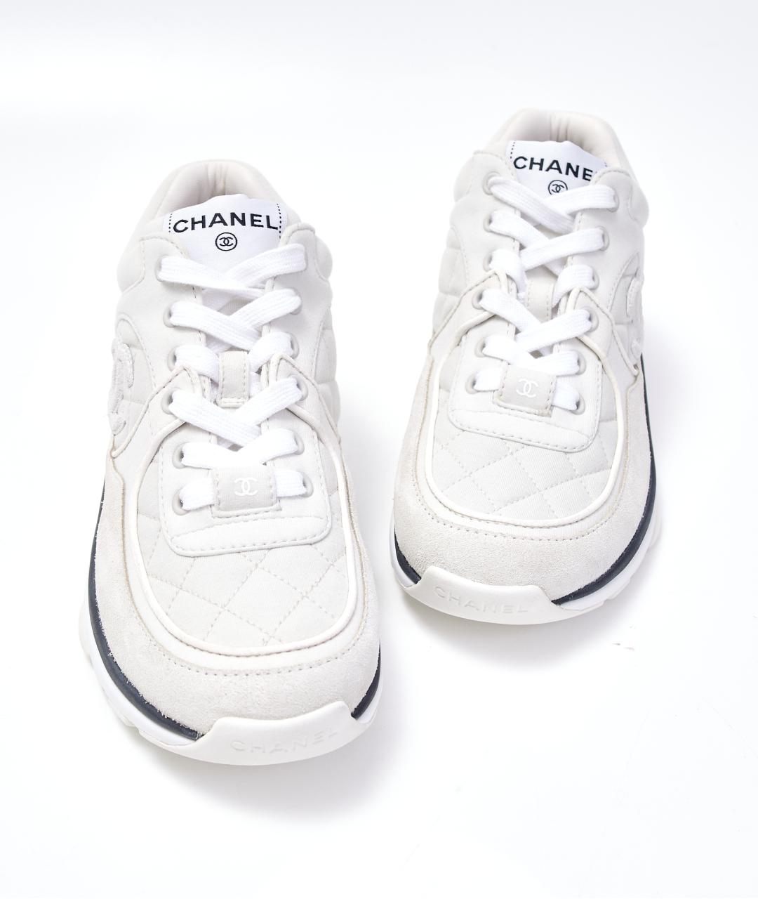 CHANEL Белые текстильные кроссовки, фото 5