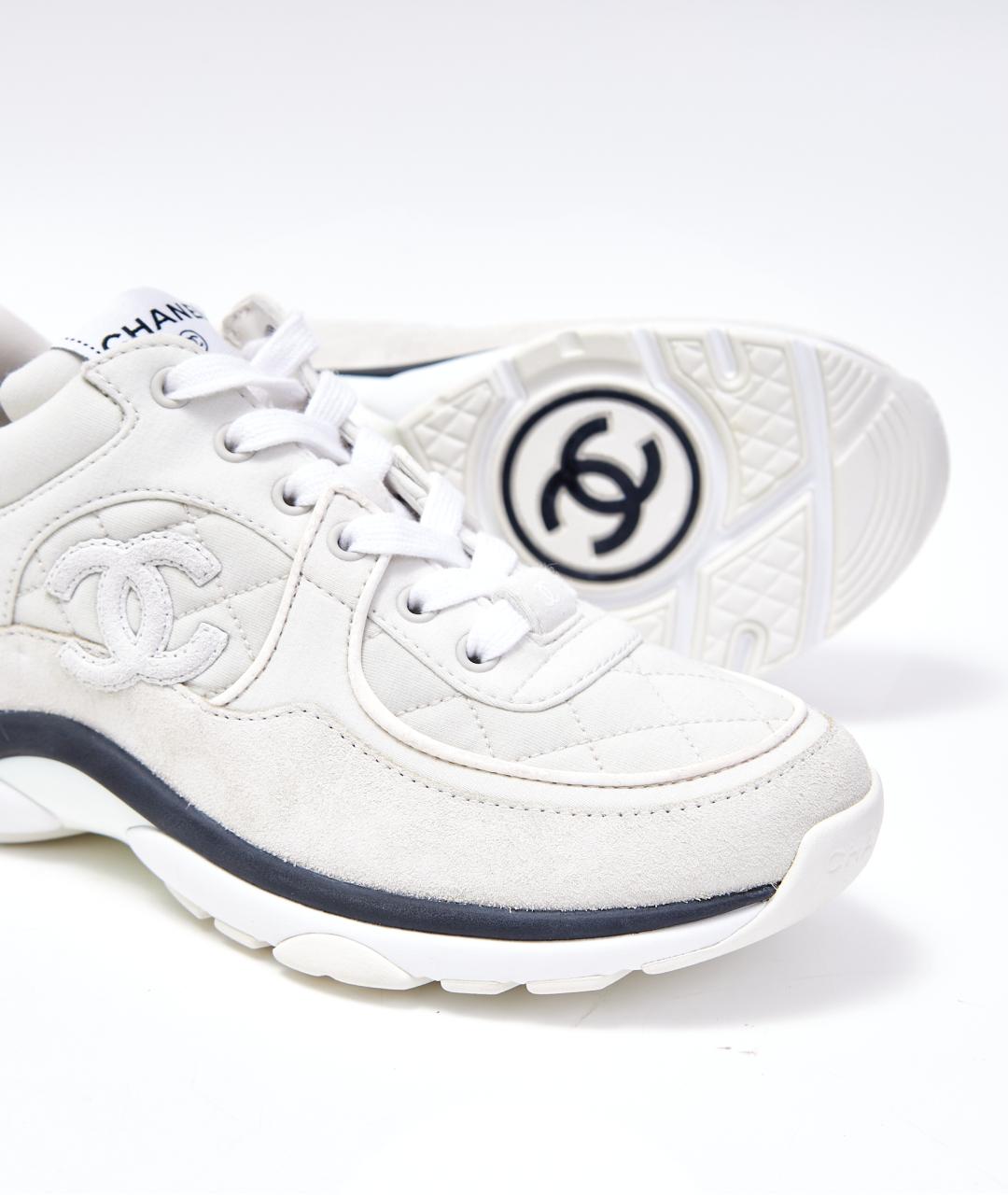 CHANEL Белые текстильные кроссовки, фото 6
