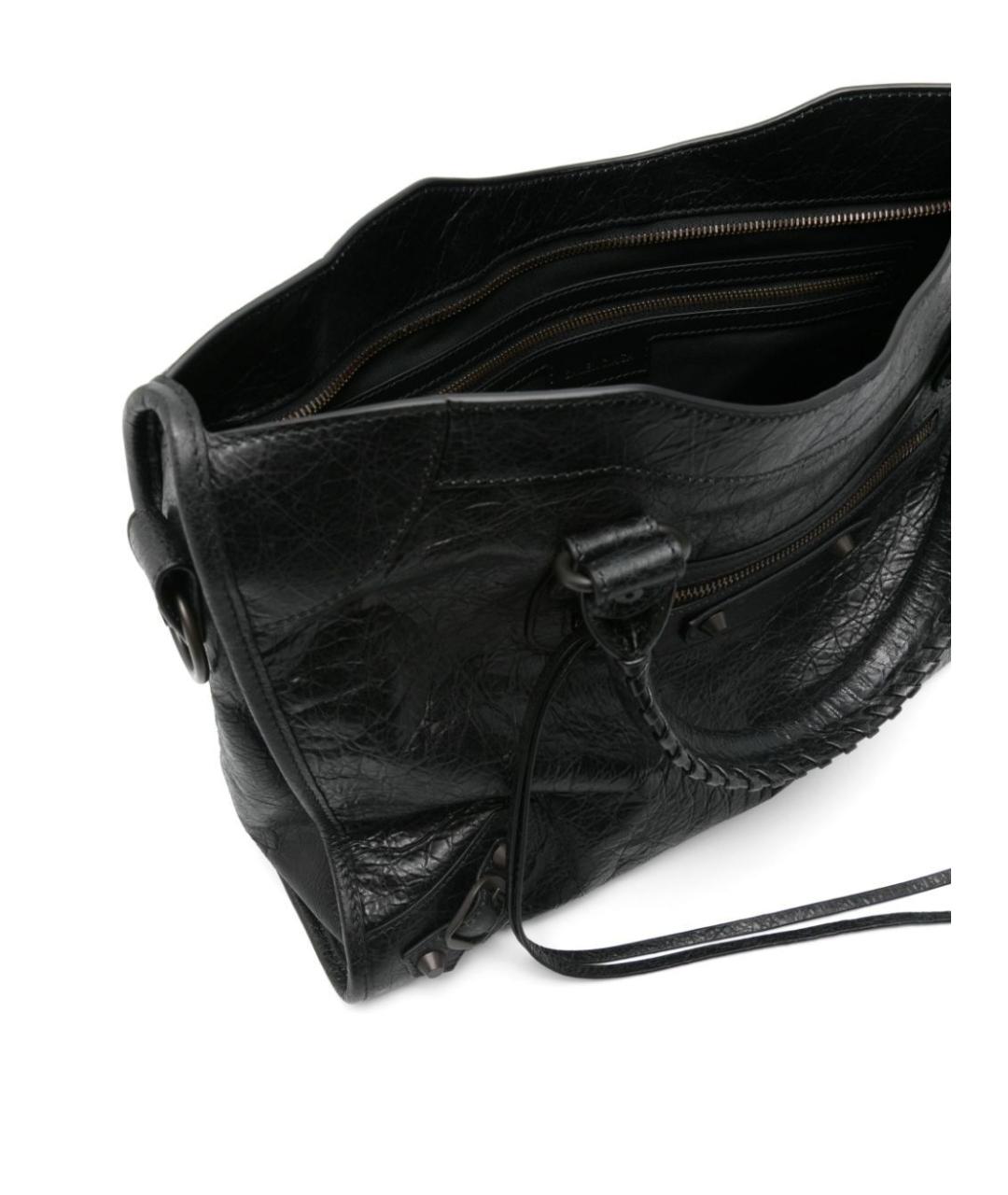 BALENCIAGA Черная кожаная сумка тоут, фото 5