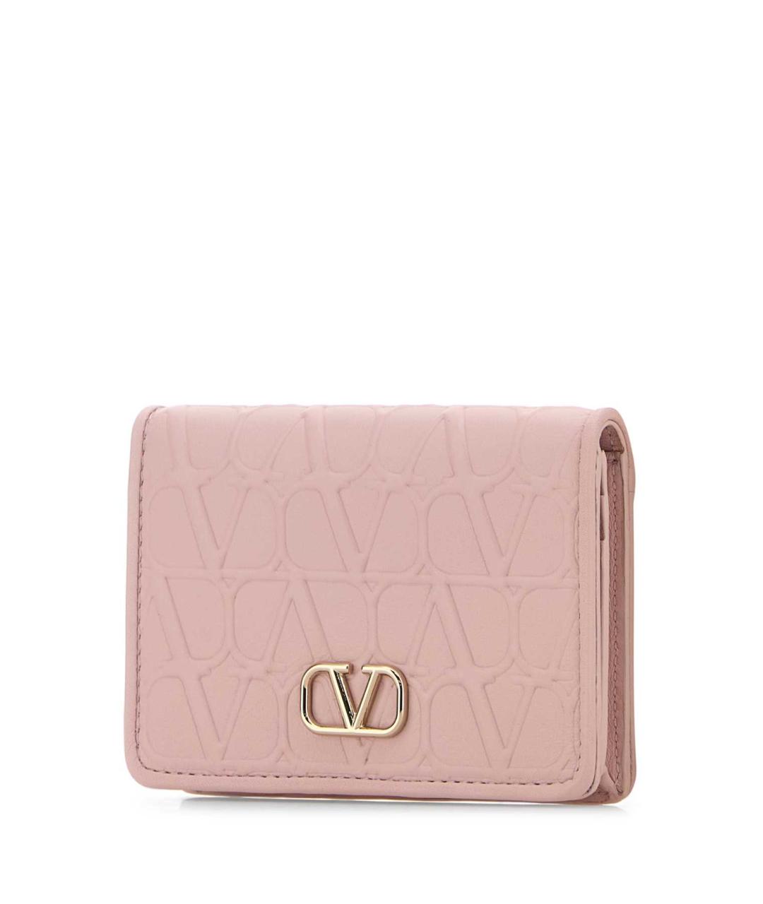 VALENTINO Розовый кожаный кошелек, фото 2