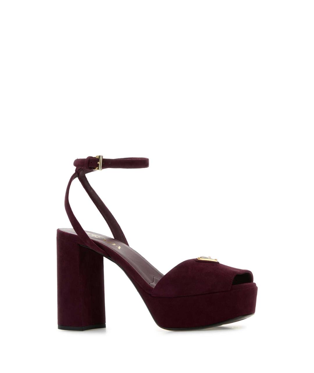 PRADA Бордовые кожаные босоножки, фото 2