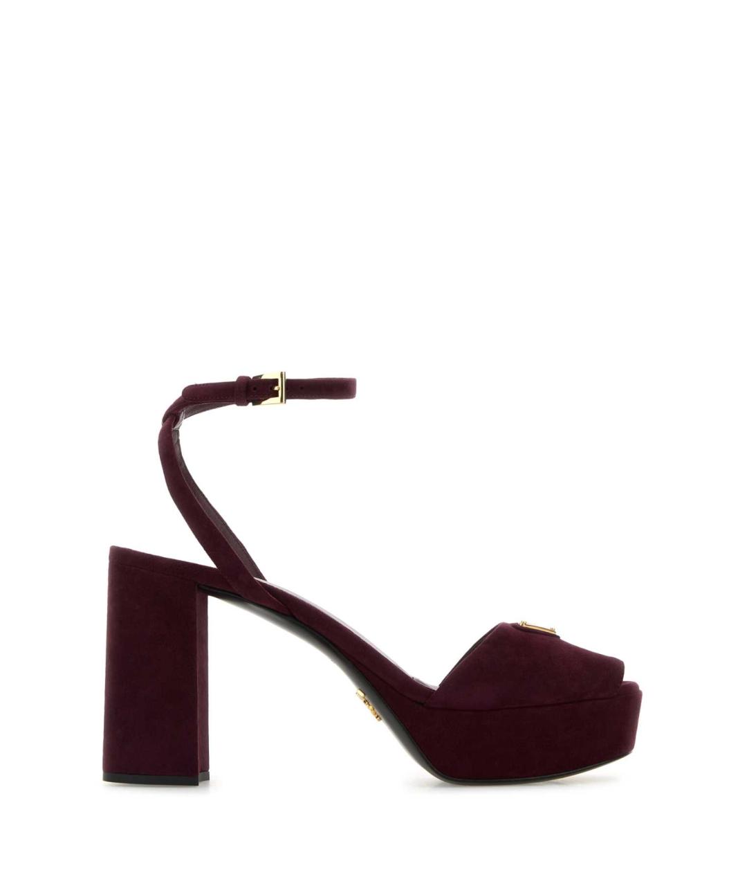 PRADA Бордовые кожаные босоножки, фото 1