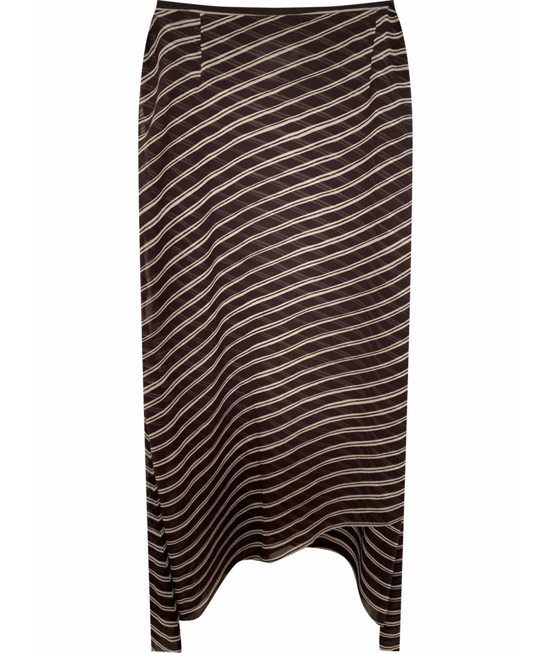 MAX MARA Коричневая шелковая юбка миди, фото 1