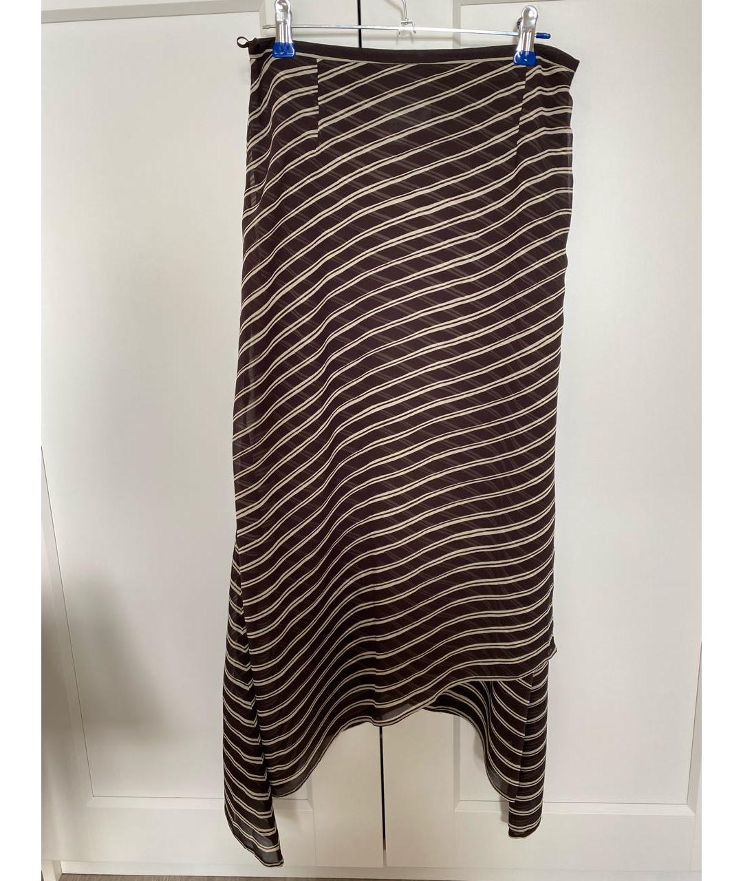 MAX MARA Коричневая шелковая юбка миди, фото 9