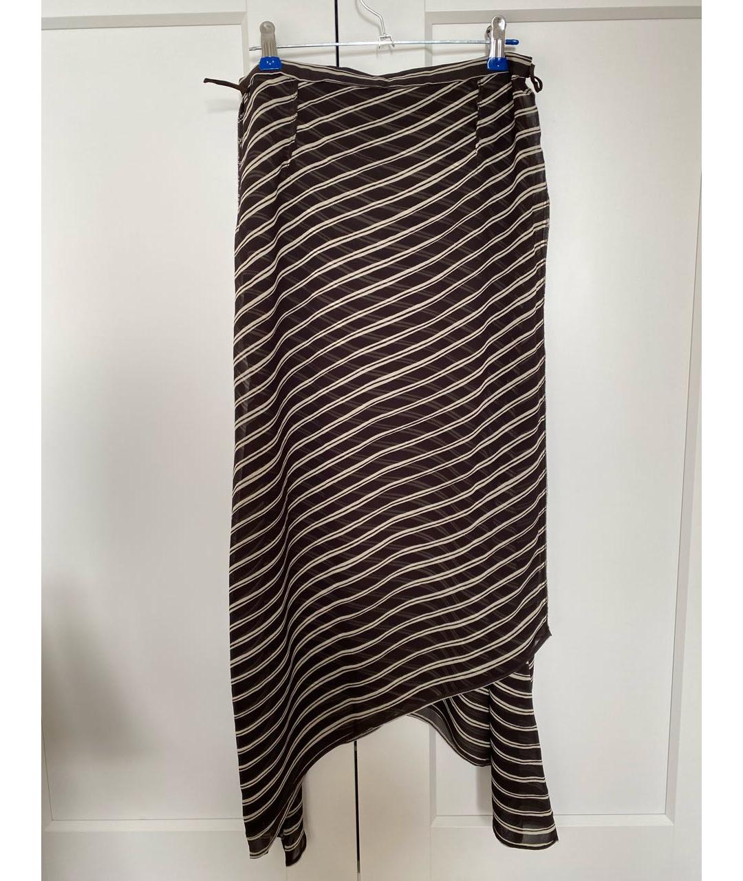 MAX MARA Коричневая шелковая юбка миди, фото 2