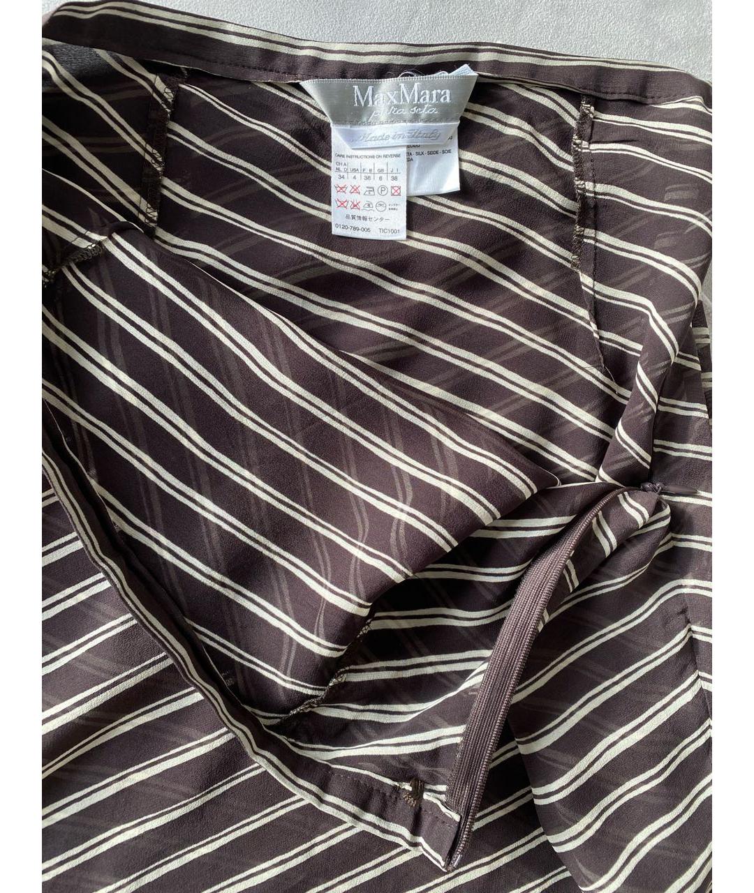 MAX MARA Коричневая шелковая юбка миди, фото 3