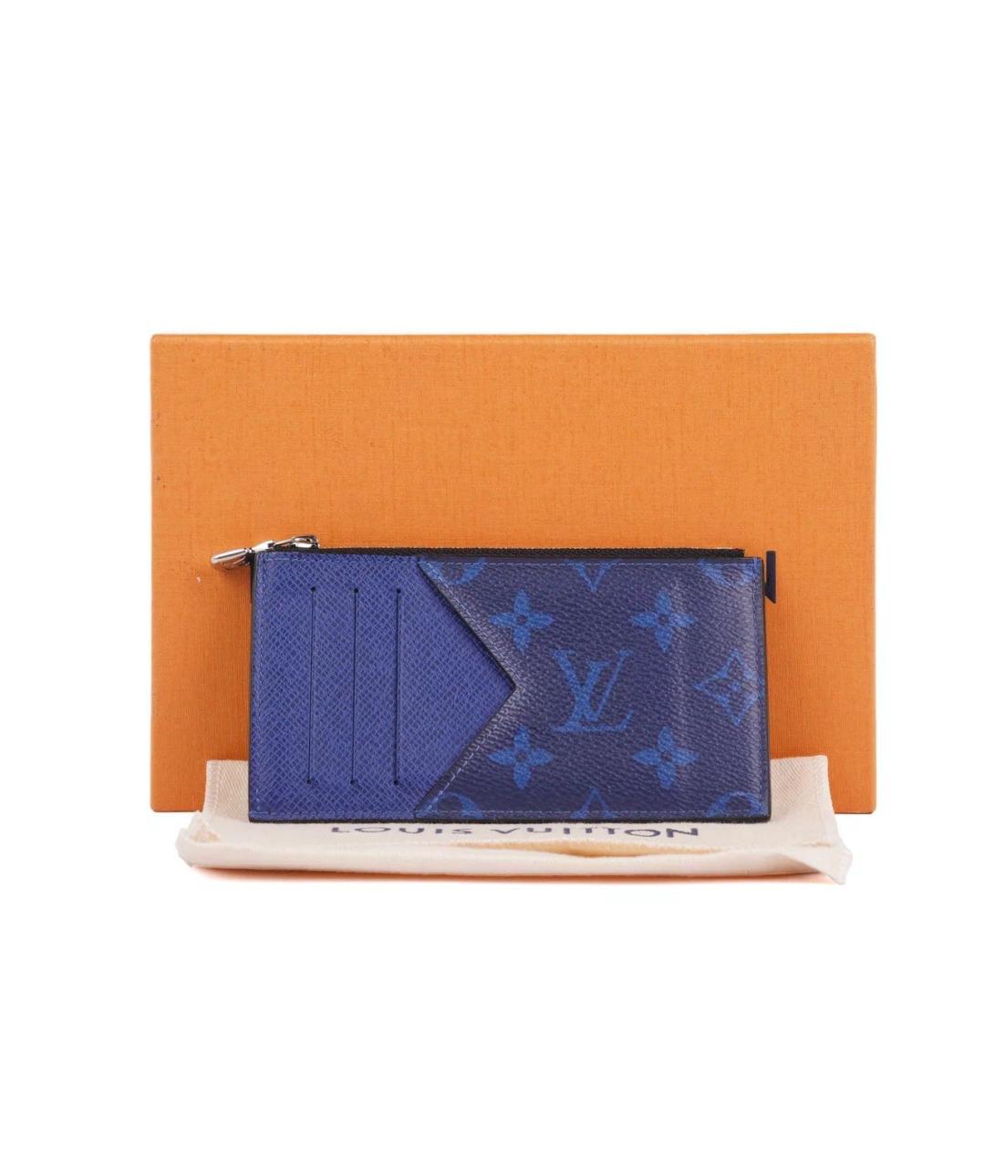 LOUIS VUITTON Синий кожаный кардхолдер, фото 2