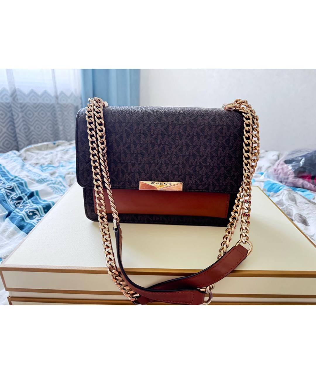 MICHAEL KORS Коричневая сумка через плечо из искусственной кожи, фото 9