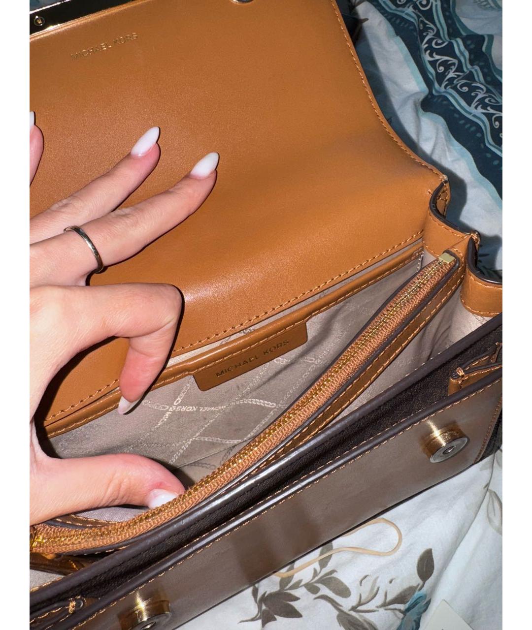 MICHAEL KORS Коричневая сумка через плечо из искусственной кожи, фото 4