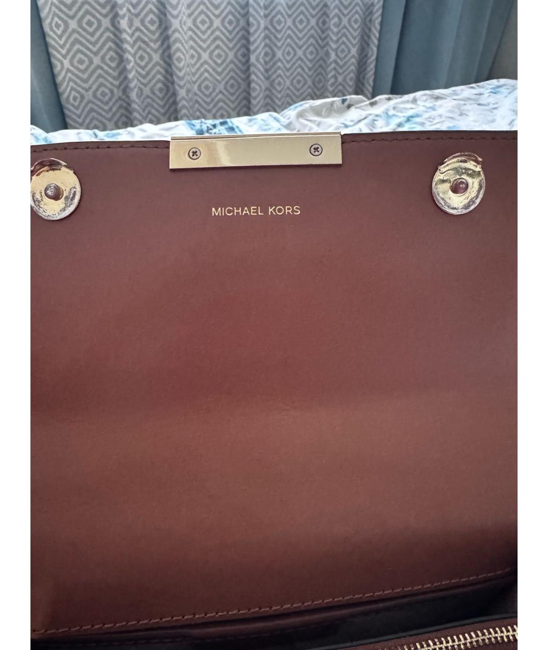 MICHAEL KORS Коричневая сумка через плечо из искусственной кожи, фото 7