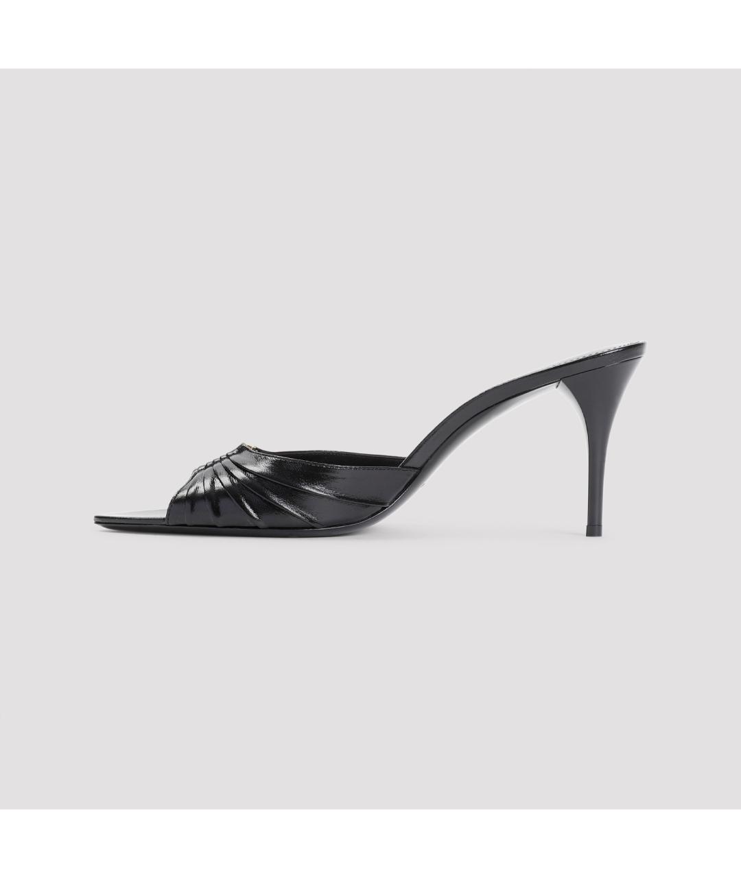SAINT LAURENT Черные кожаные мюли, фото 3