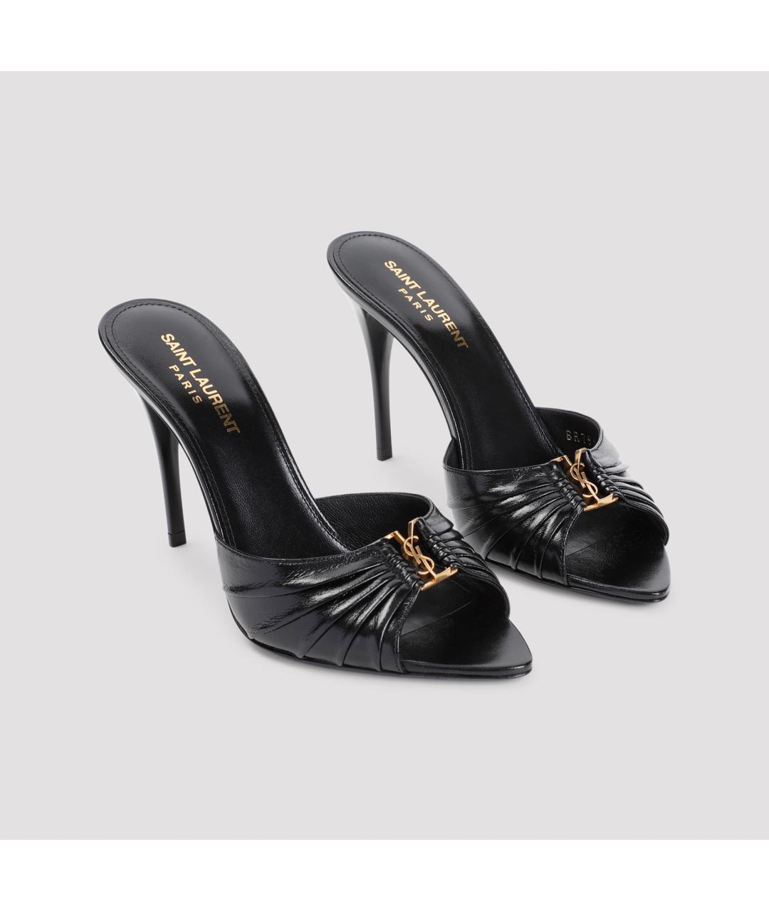 SAINT LAURENT Черные кожаные мюли, фото 4