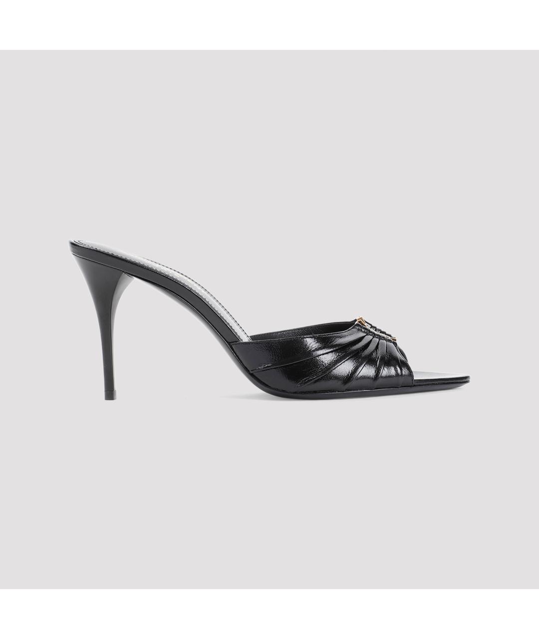 SAINT LAURENT Черные кожаные мюли, фото 2