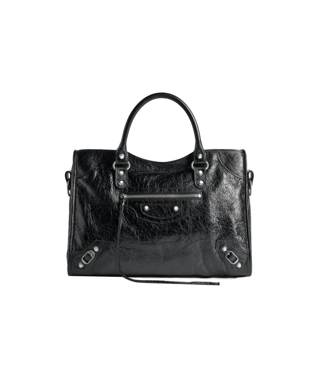 BALENCIAGA Черная кожаная сумка с короткими ручками, фото 1