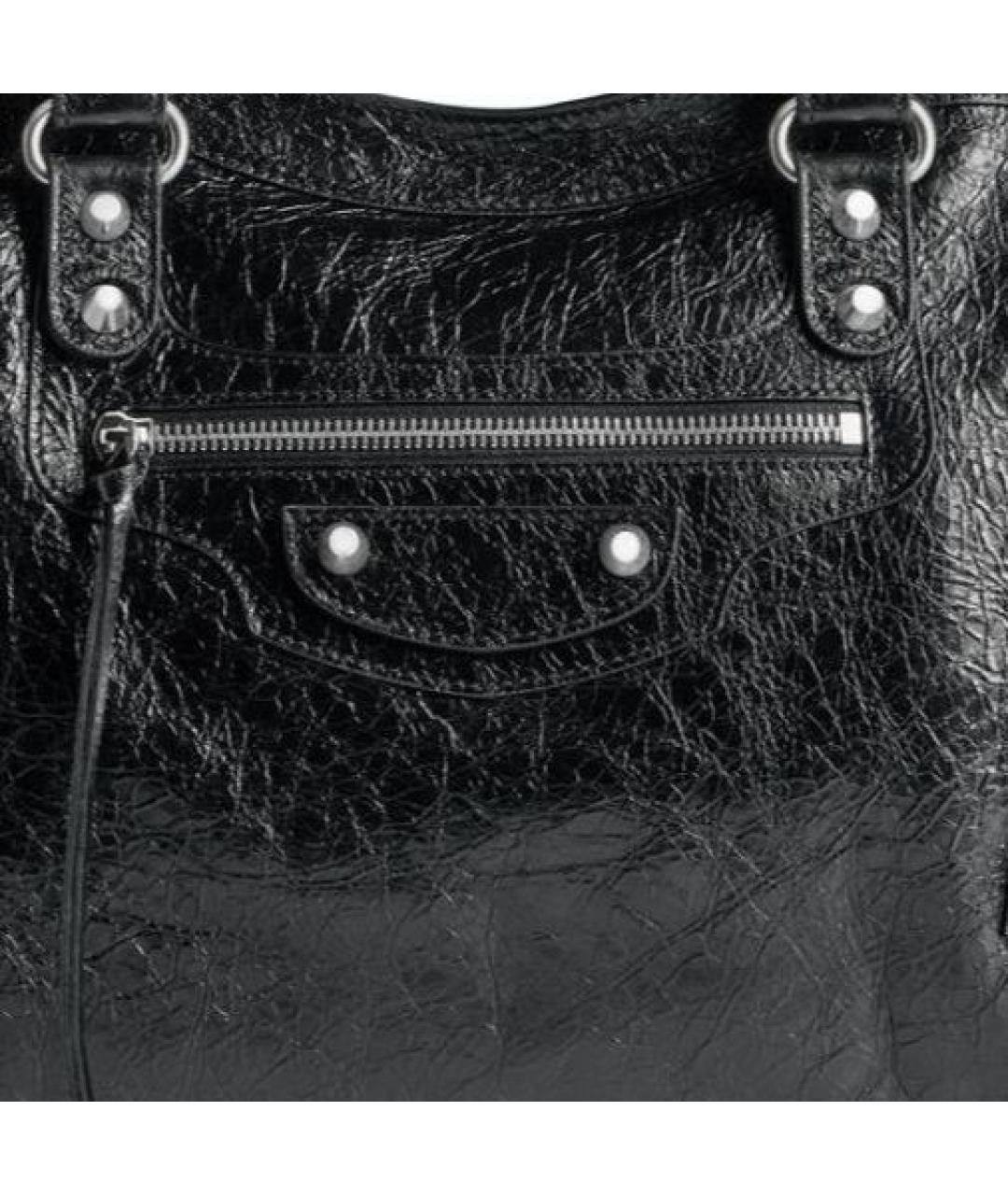 BALENCIAGA Черная кожаная сумка с короткими ручками, фото 6
