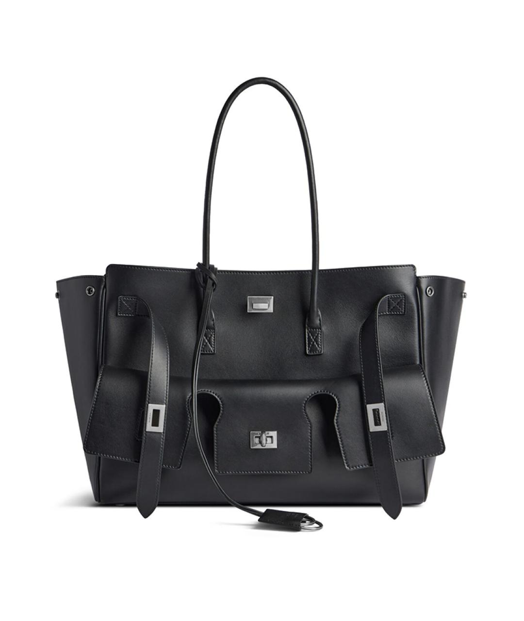 BALENCIAGA Черная кожаная сумка с короткими ручками, фото 1