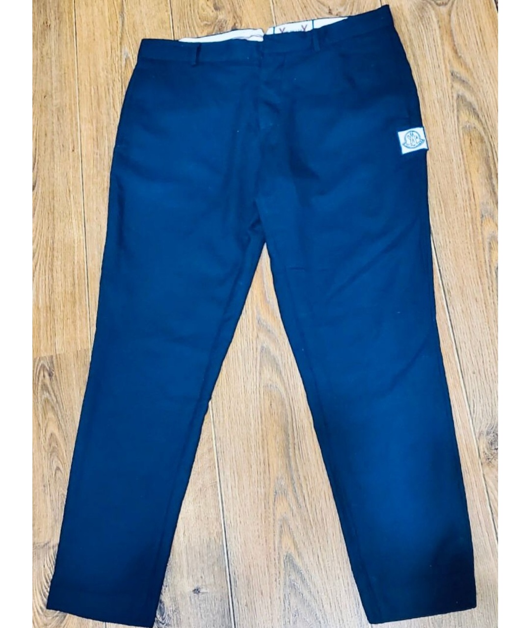 MONCLER Темно-синие шерстяные брюки чинос, фото 9
