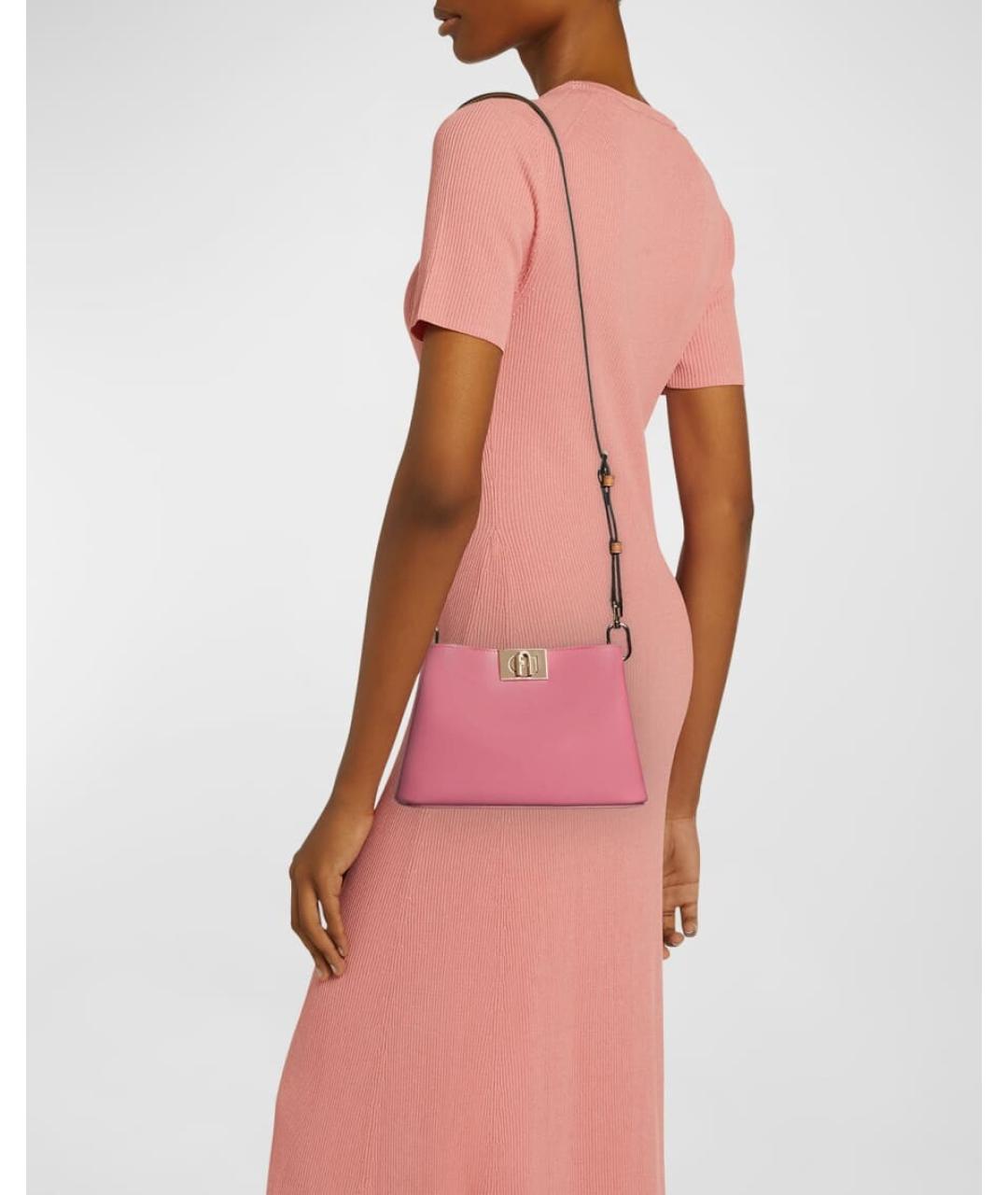 FURLA Розовая кожаная сумка через плечо, фото 4