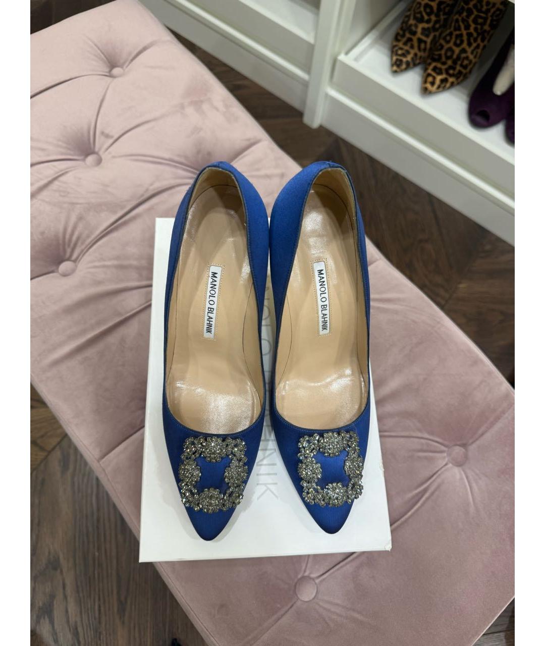 MANOLO BLAHNIK Синие текстильные туфли, фото 2