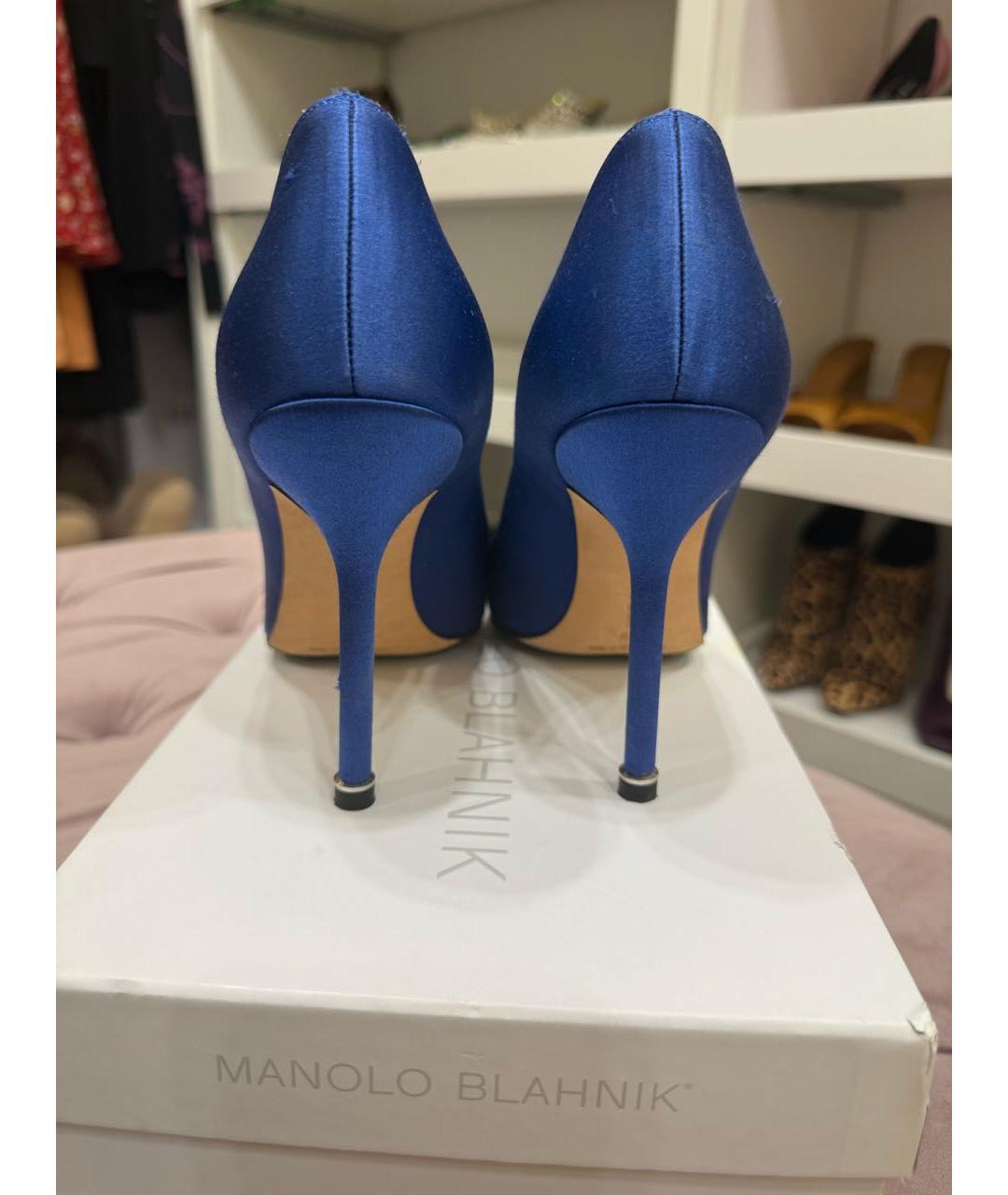 MANOLO BLAHNIK Синие текстильные туфли, фото 4