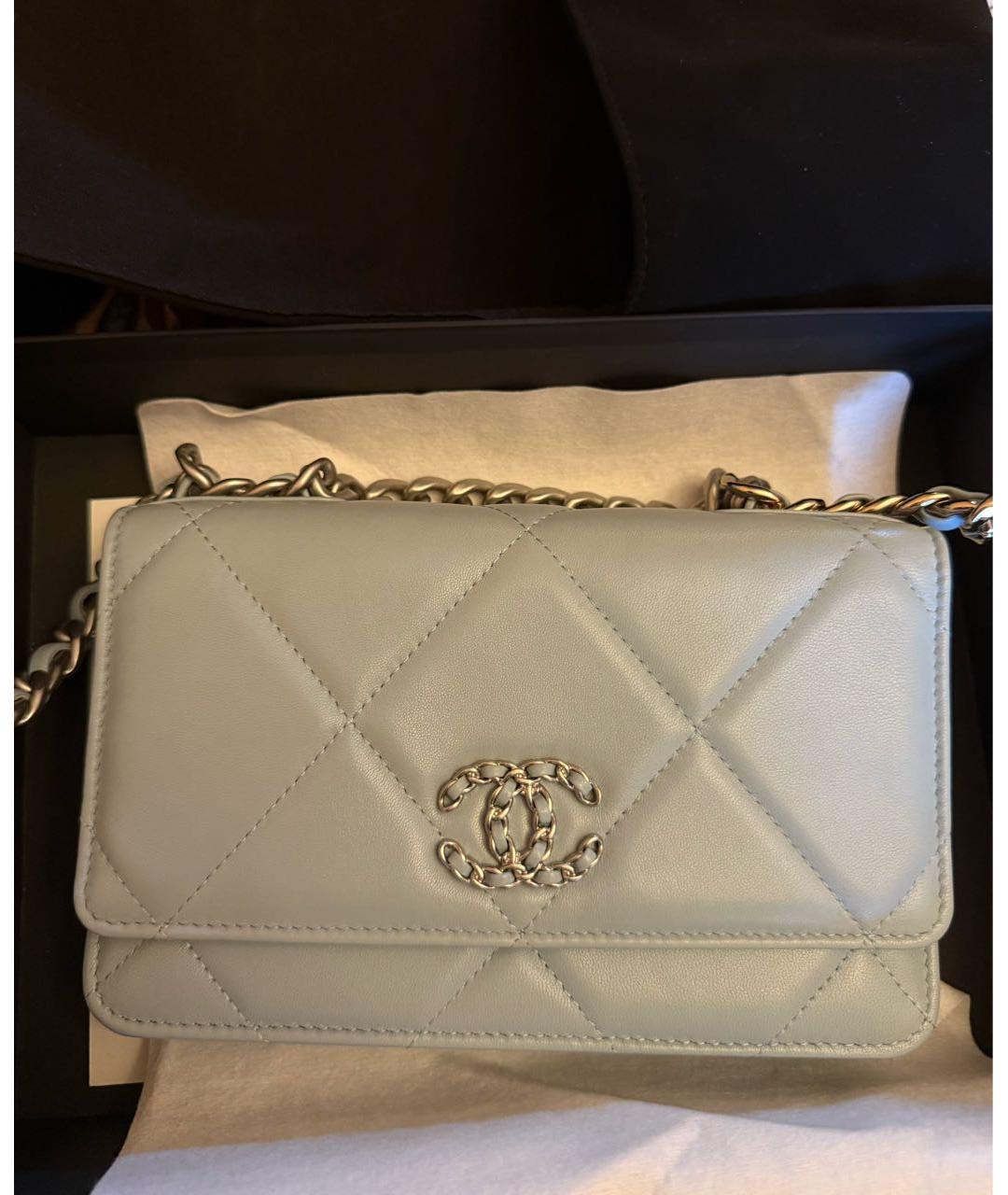 CHANEL Голубая кожаная сумка через плечо, фото 3