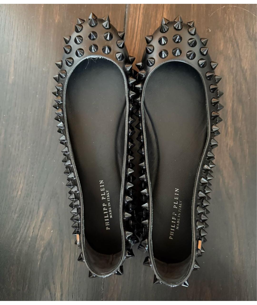 PHILIPP PLEIN Черные кожаные балетки, фото 3